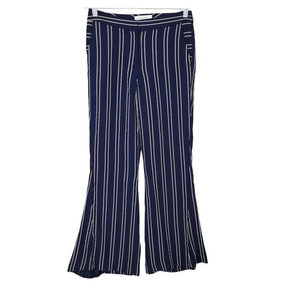 La Ligne Navy Striped Flared Trousers Pants Womens Size 4 Boho Retro - Picture 1 of 9
